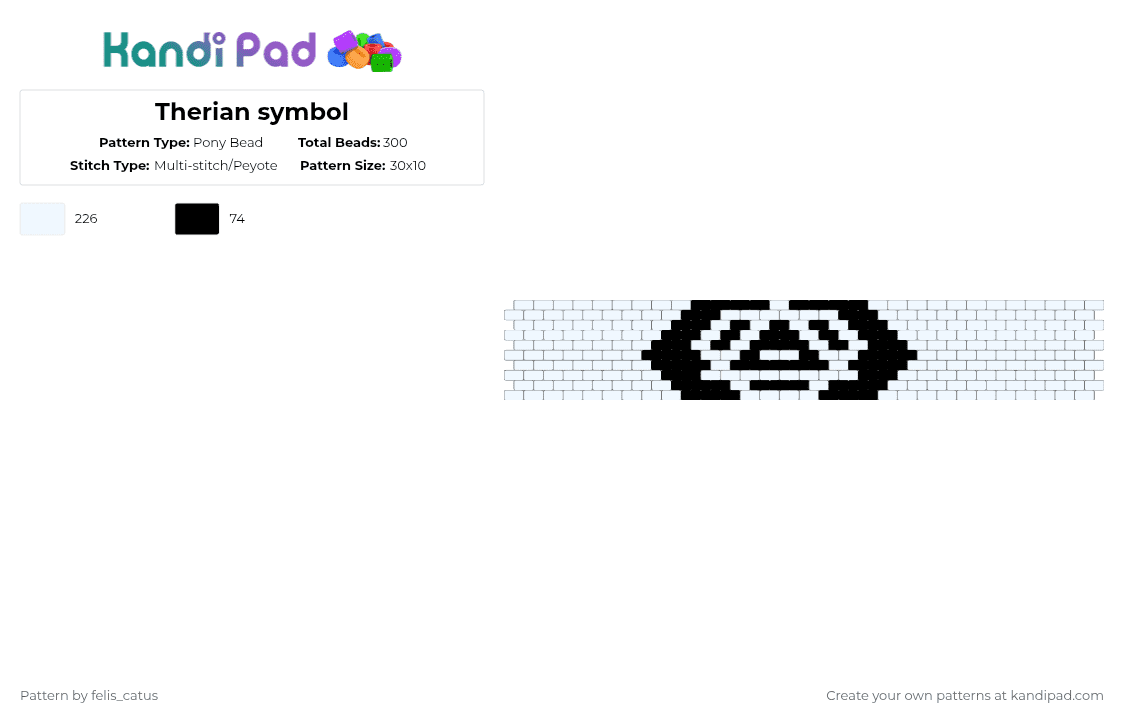 Therian symbol - Pony Bead Pattern by felis_catus on Kandi Pad - white