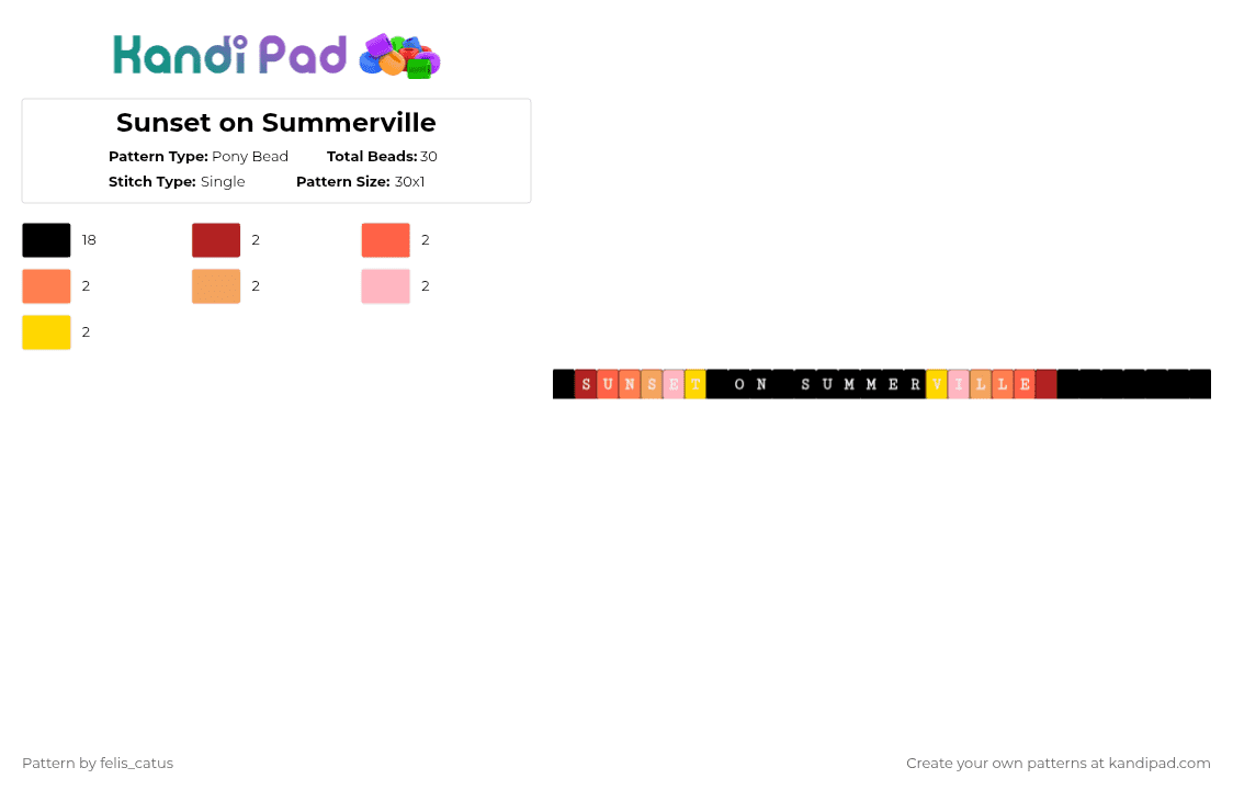 Sunset on Summerville - Pony Bead Pattern by felis_catus on Kandi Pad - black,red,orange