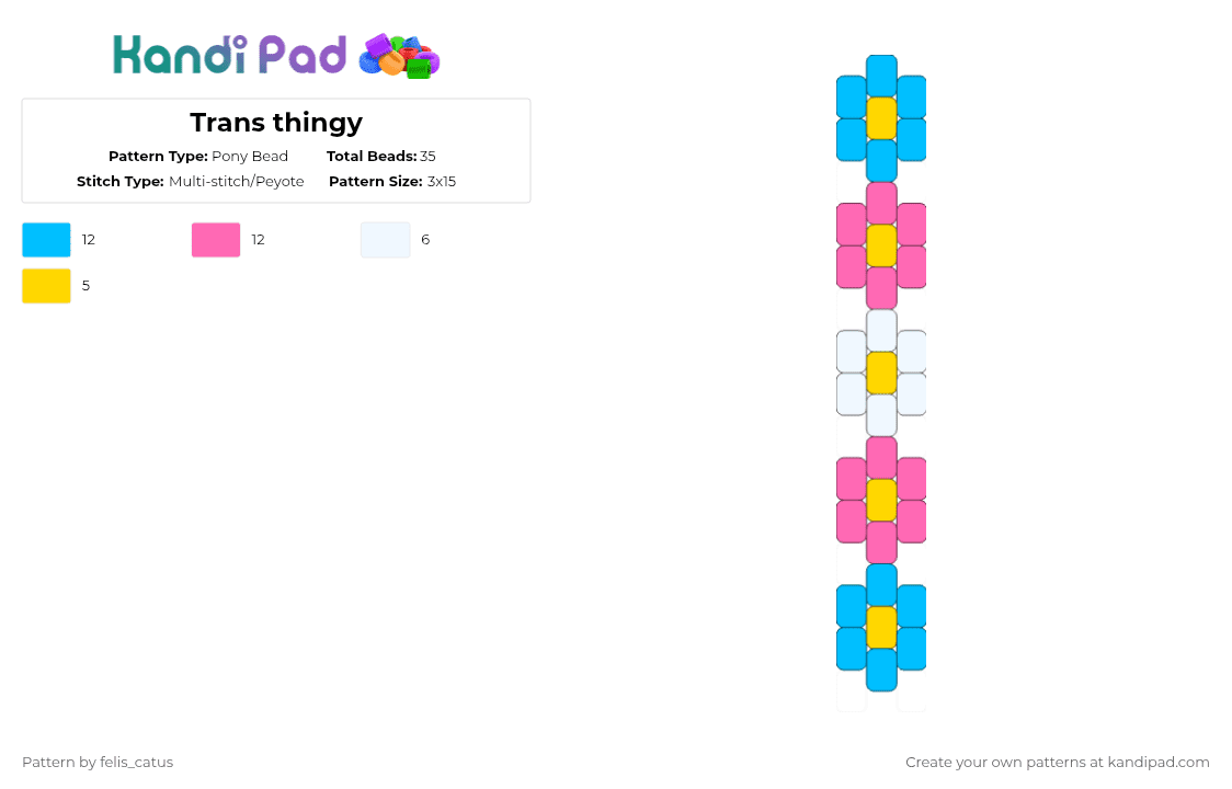 Trans thingy - Pony Bead Pattern by felis_catus on Kandi Pad - light blue,pink
