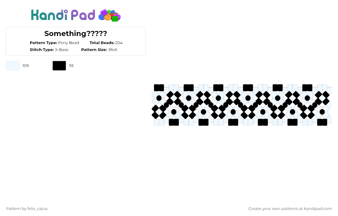 Something????? - Pony Bead Pattern by felis_catus on Kandi Pad - black,white