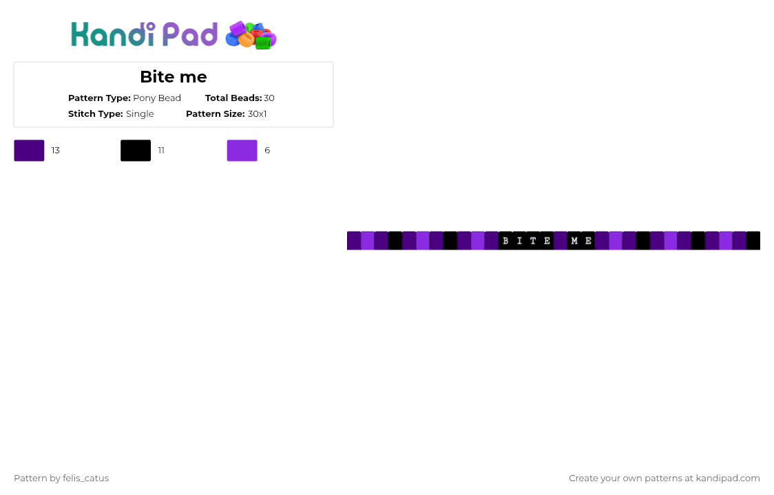 Bite me - Pony Bead Pattern by felis_catus on Kandi Pad - black,purple