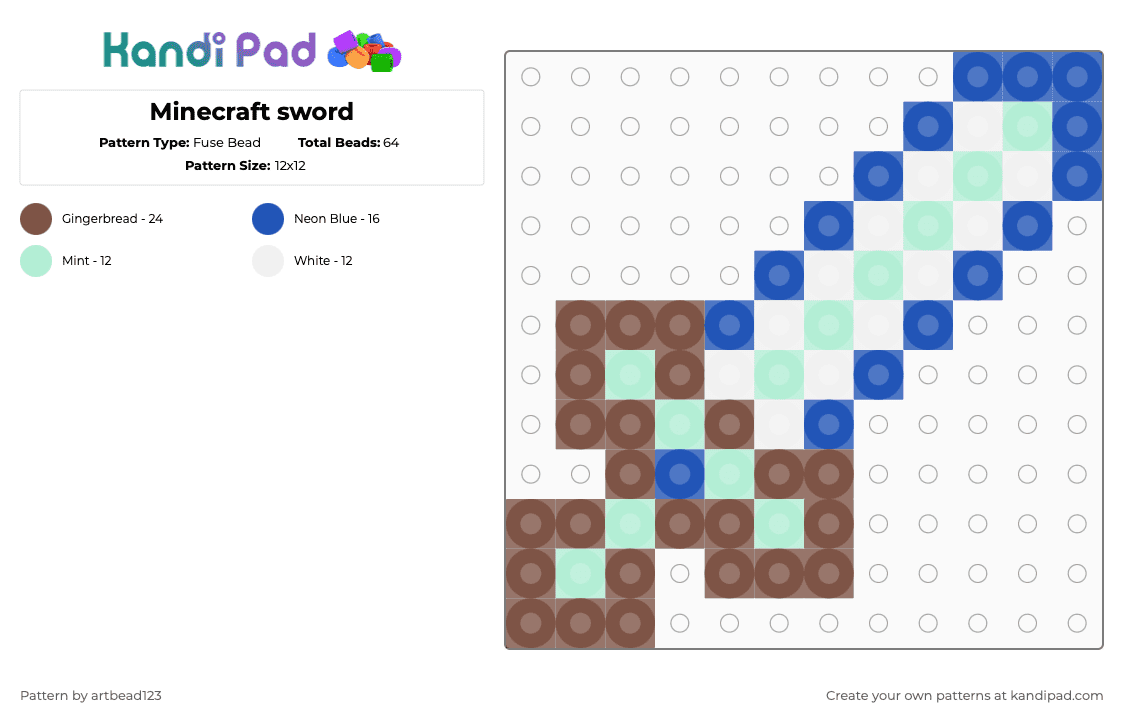 Minecraft sword Fuse Bead Pattern - Kandi Pad | Kandi Patterns, Fuse ...