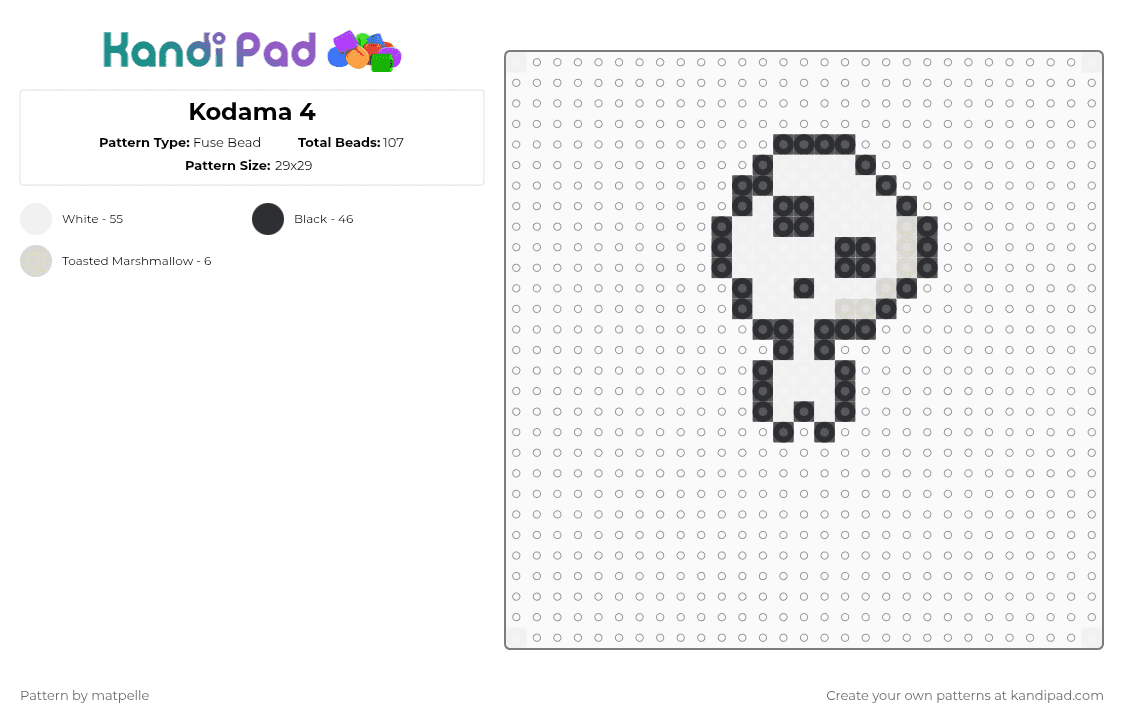 Kodama mini - Fuse Bead Pattern by kreweofghibli on Kandi Pad - white