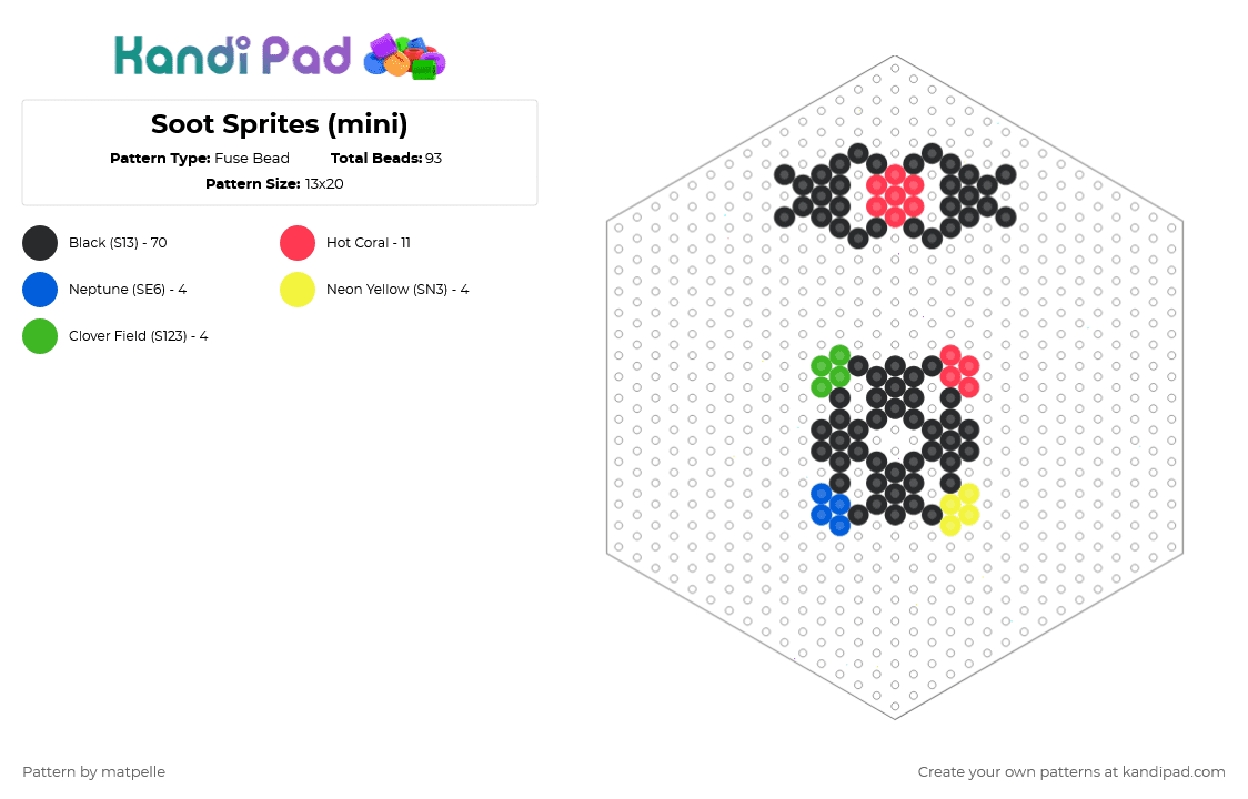Soot Sprites mini - Fuse Bead Pattern by kreweofghibli on Kandi Pad - black,red