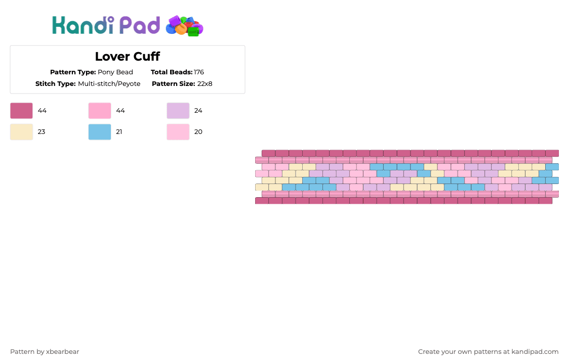 Lover Cuff - Pony Bead Pattern by xbearbear on Kandi Pad - pink,taylor swift,music,lover,peyote stitch,cuff