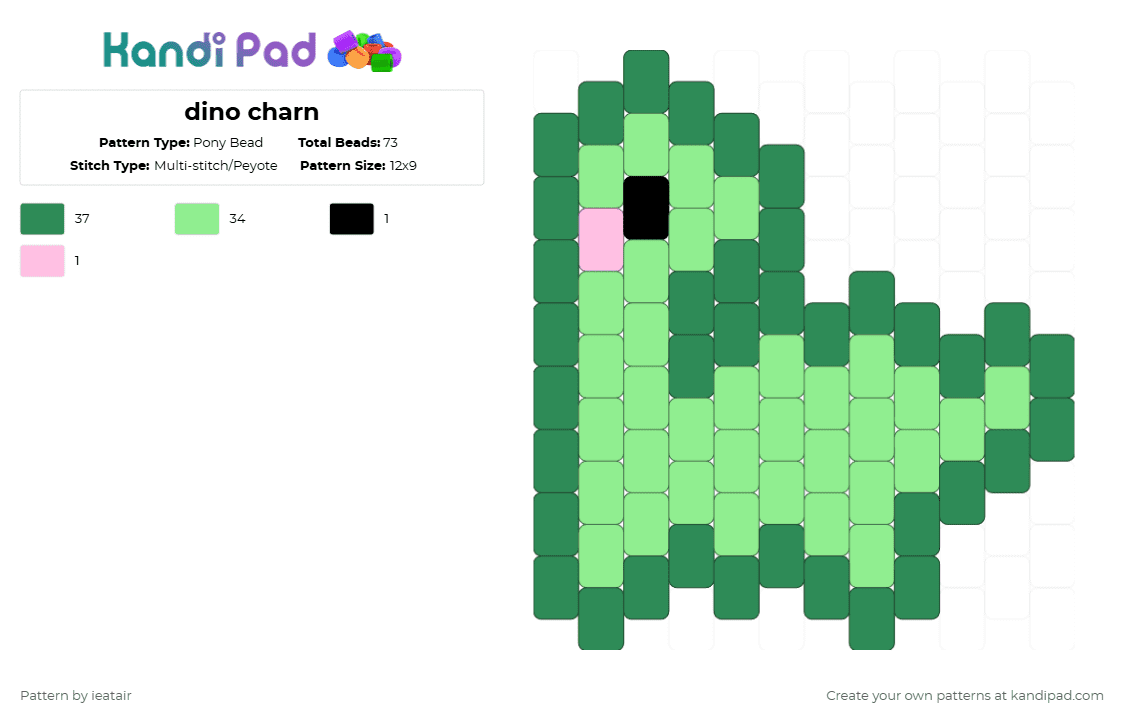 dino charn - Pony Bead Pattern by ieatair on Kandi Pad - green,teal