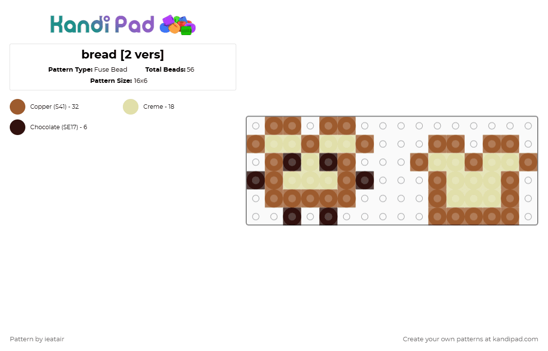 bread [2 vers] - Fuse Bead Pattern by ieatair on Kandi Pad - tan,yellow