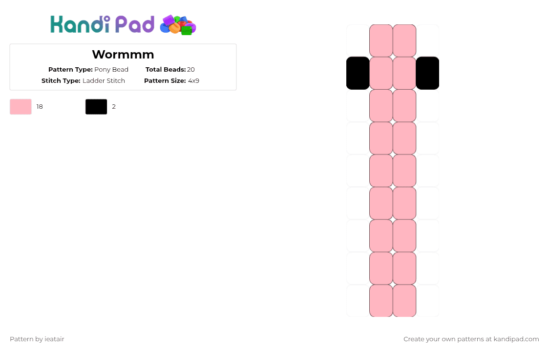 Wormmm - Pony Bead Pattern by ieatair on Kandi Pad - pink