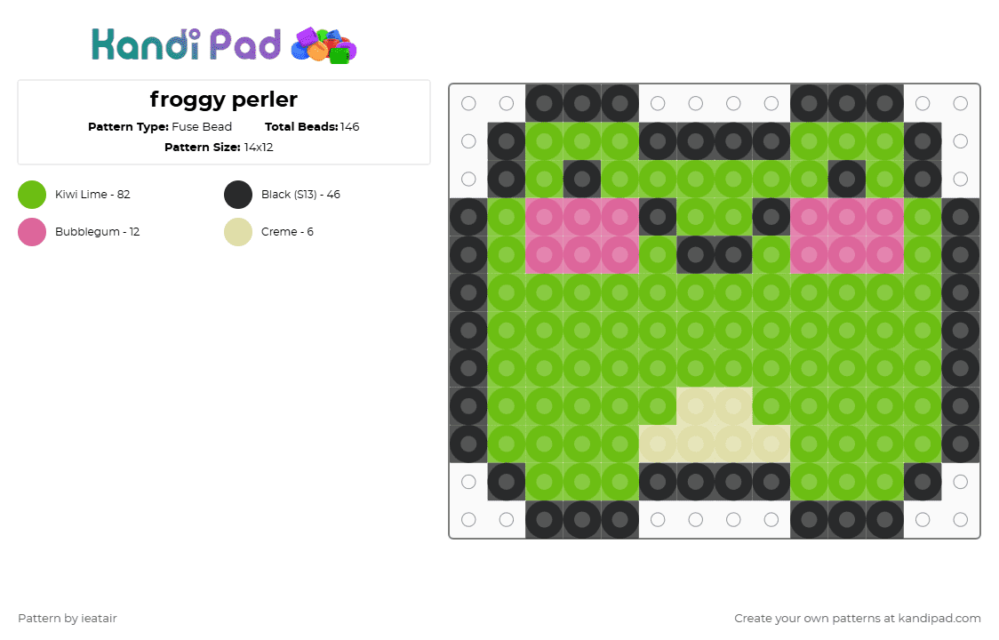 froggy perler - Fuse Bead Pattern by ieatair on Kandi Pad - green