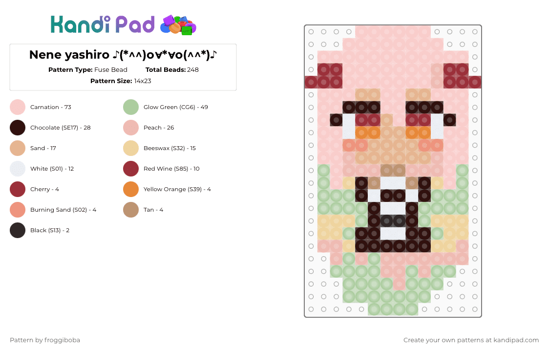 Nene yashiro ♪(*^^)o∀*∀o(^^*)♪ - Fuse Bead Pattern by froggiboba on Kandi Pad - beige,teal,tbhk,toilet bound hanako kun,yashiro,anime