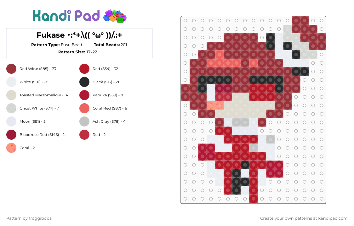 Fukase ･:*+.\\(( °ω° ))/.:+ - Fuse Bead Pattern by froggiboba on Kandi Pad - red,fukase,vocaloid