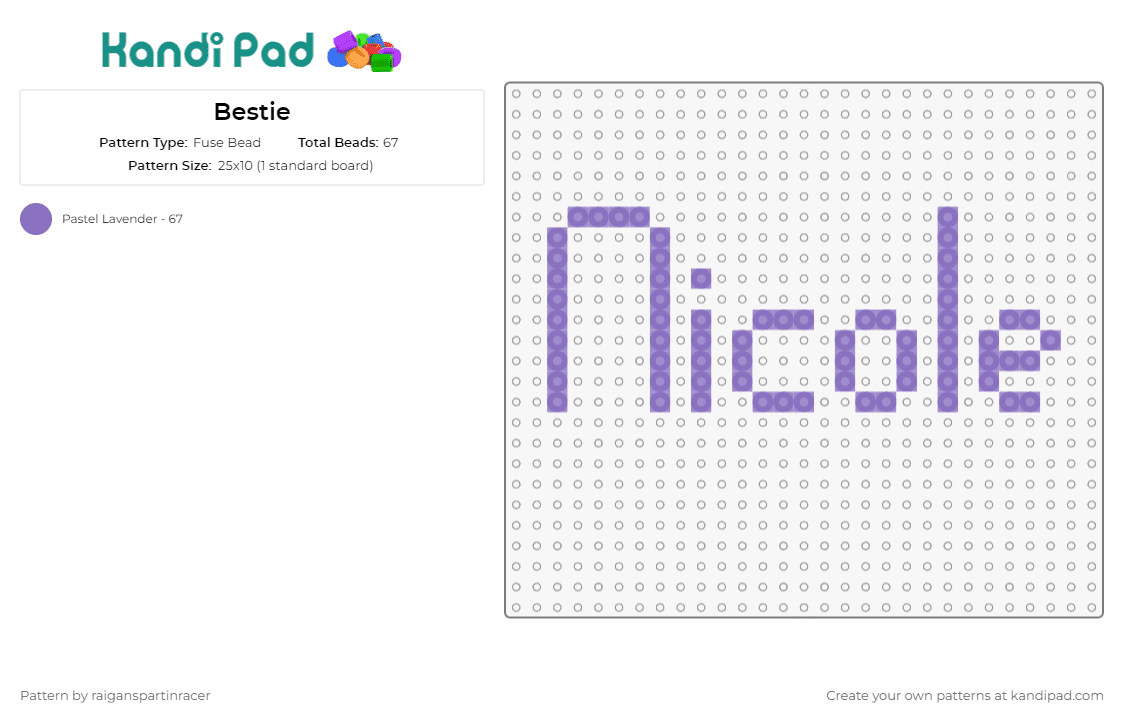 Bestie - Fuse Bead Pattern by raiganspartinracer on Kandi Pad - 