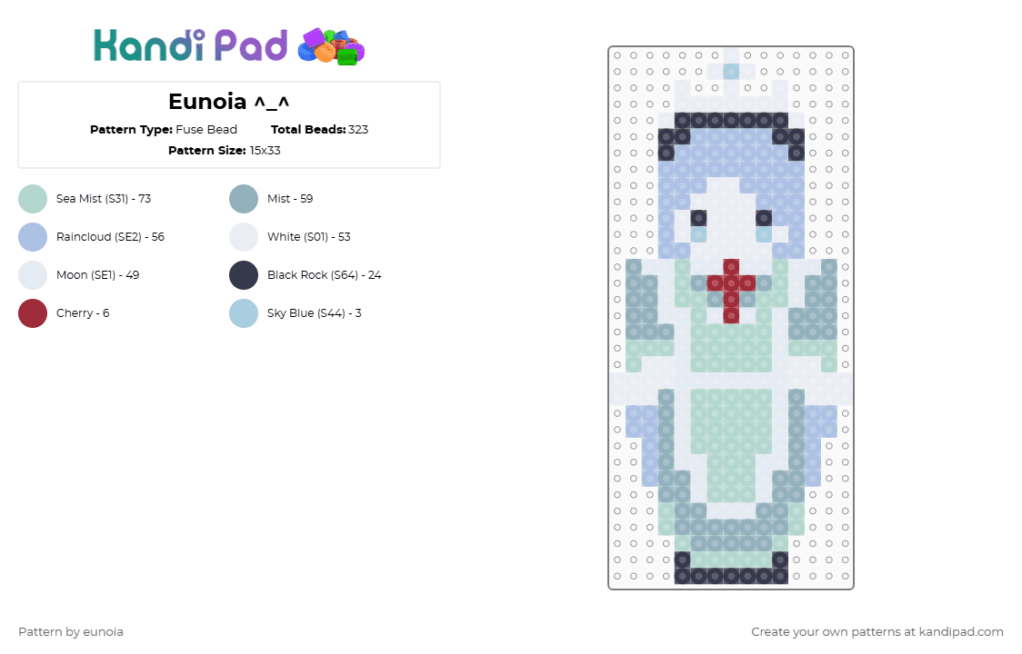 Eunoia ^_^ - Fuse Bead Pattern by eunoia on Kandi Pad - light blue,eunoia,dream game,frozen soul,roblox