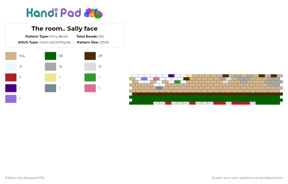 The room.. Sally face - Pony Bead Pattern by deeejaau724 on Kandi Pad - brown,beige,green