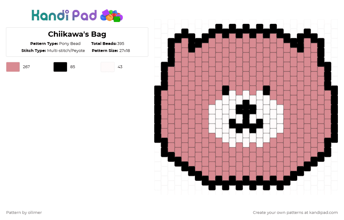 Chiikawa\'s Bag - Pony Bead Pattern by ollimer on Kandi Pad - bear, beige, chiikawa, cute, pink