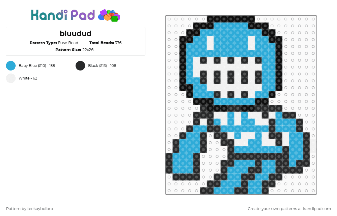 bluudud - Fuse Bead Pattern by teekayboibro on Kandi Pad - light blue,white