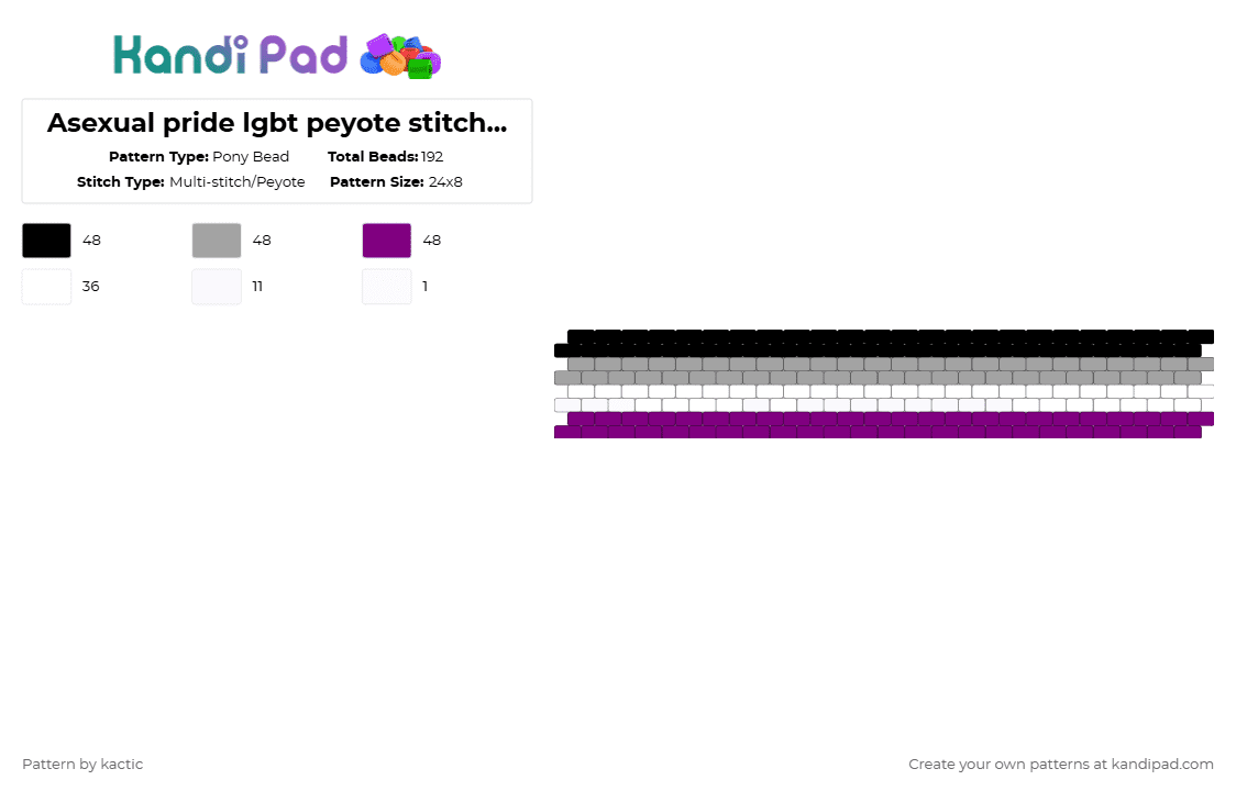 Asexual pride lgbt peyote stitch cuff - Pony Bead Pattern by kactic on Kandi Pad - gray,pink,pride,queer,asexual