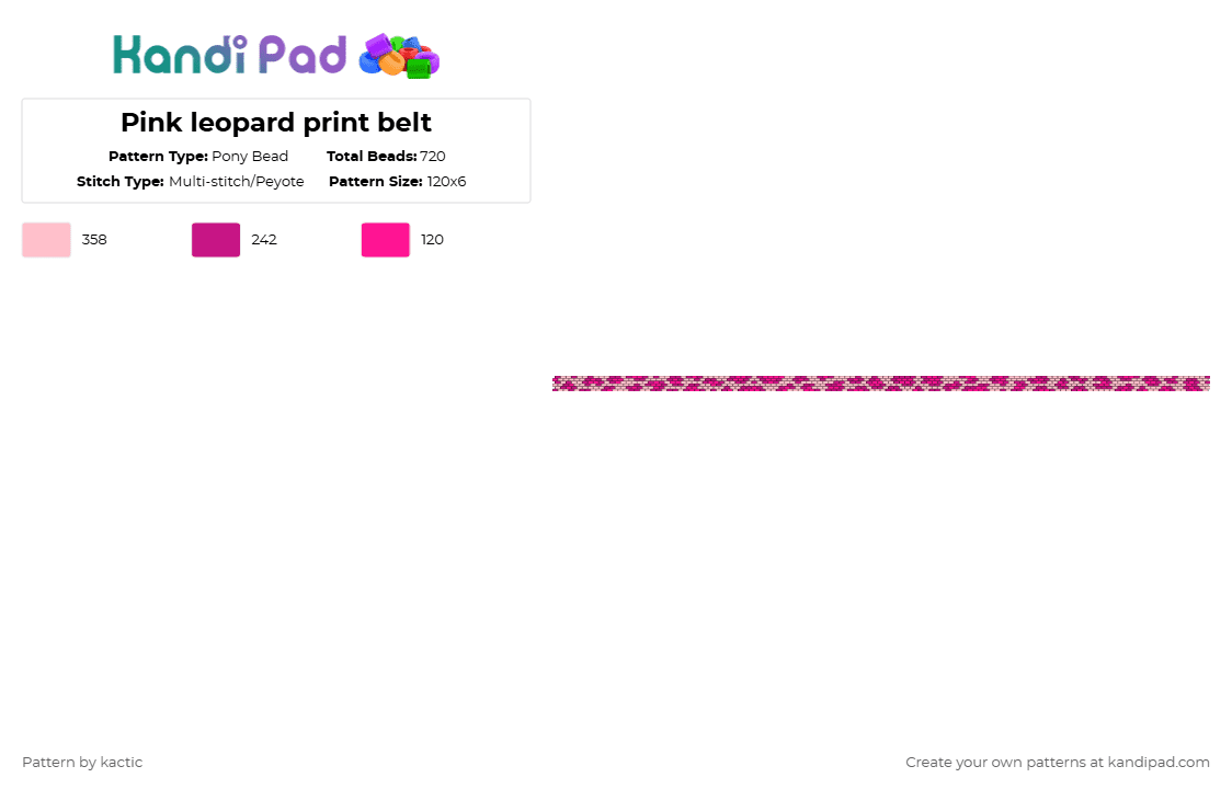 Pink leopard print belt - Pony Bead Pattern by kactic on Kandi Pad - pink