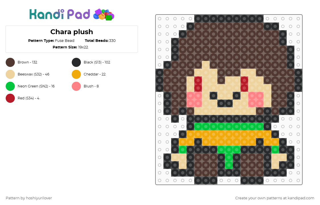 Chara plush - Fuse Bead Pattern by hoshiyurilover on Kandi Pad - beige,brown,chara,plush,plushie,undertale,charamademedothis,human