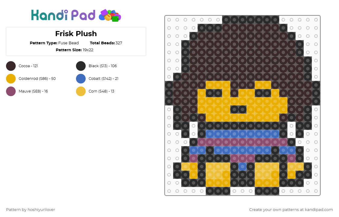 Frisk Plush - Fuse Bead Pattern by hoshiyurilover on Kandi Pad - orange,brown,frisk,undertale,plush,plushie,human
