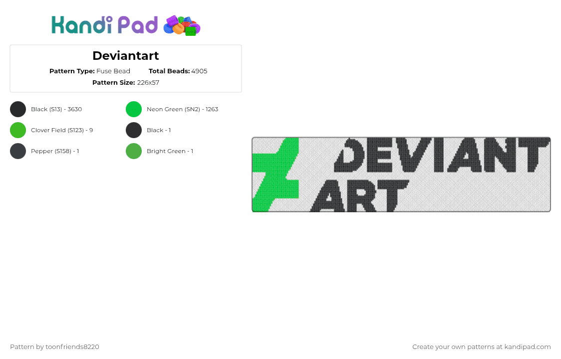 Deviantart - Fuse Bead Pattern by toonfriends8220 on Kandi Pad - black