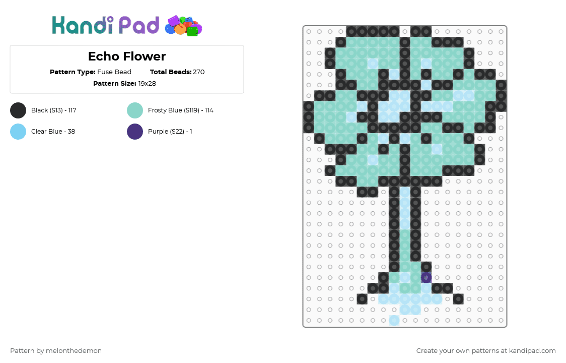 Echo Flower - Fuse Bead Pattern by melonthedemon on Kandi Pad - light blue,undertale,flower