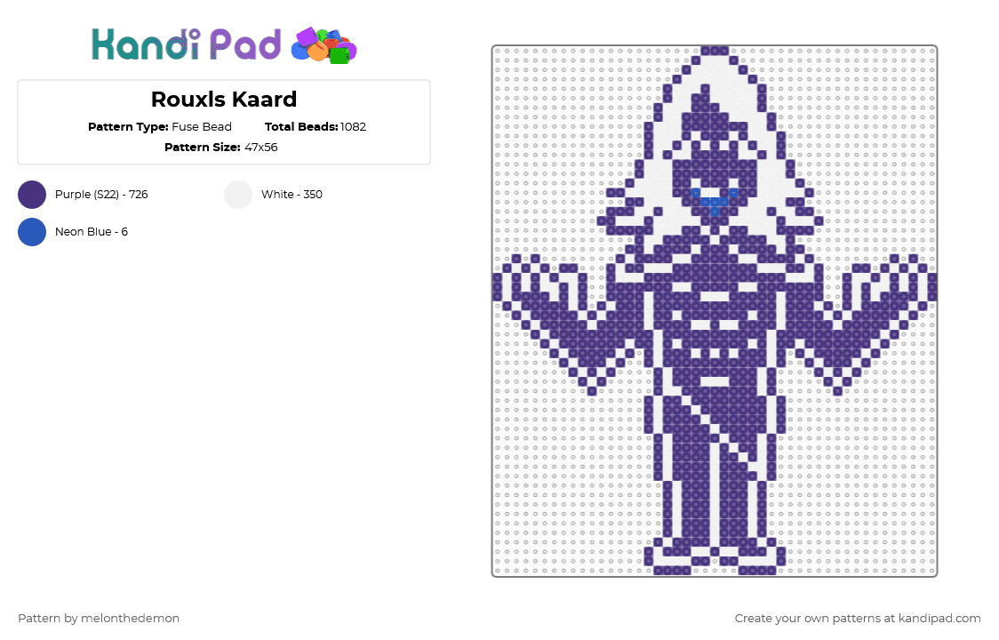 Rouxls Kaard - Fuse Bead Pattern by melonthedemon on Kandi Pad - rouxls kaard,character,silhouette,video game,kaard,duke,puzzles,gaming,purple,deltarune,rouxls