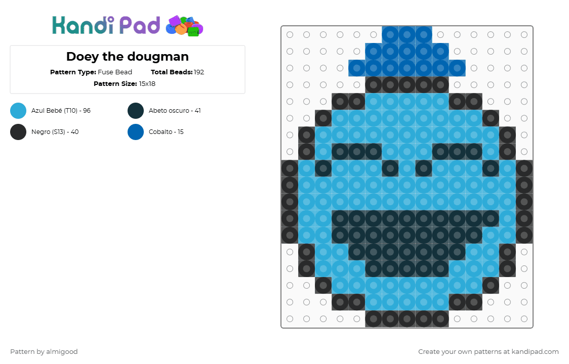 Doey the dougman poppy playtime - Fuse Bead Pattern by almigood on Kandi Pad - light blue