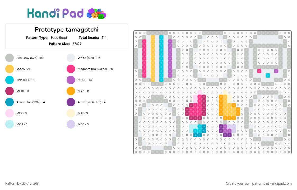 Prototype tamagotchi - Fuse Bead Pattern by d3lu1u_z4r1 on Kandi Pad - beige, prototype, regretevator, tamagotchi