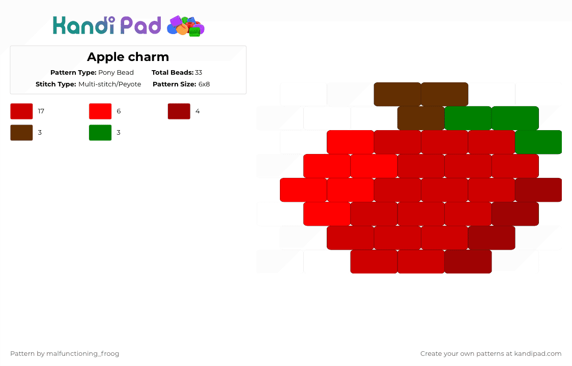 Apple charm - Pony Bead Pattern by malfunctioning_froog on Kandi Pad - red