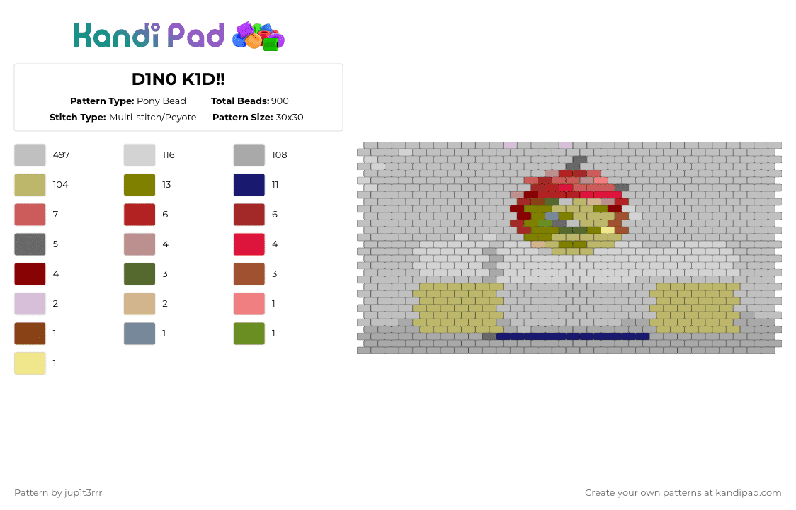 D1N0 K1D!! - Pony Bead Pattern by jup1t3rrr on Kandi Pad - beige,99 nights,roblox,dino kid,missing kid poster