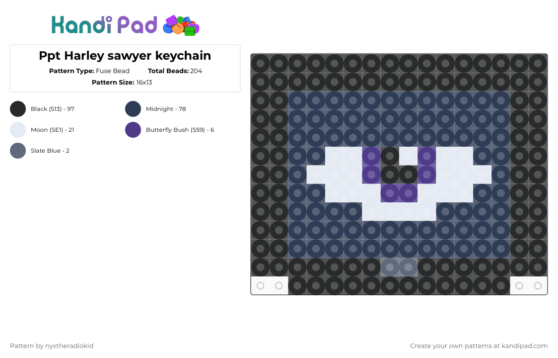 Ppt Harley sawyer keychain - Fuse Bead Pattern by nyxtheradiokid on Kandi Pad - purple