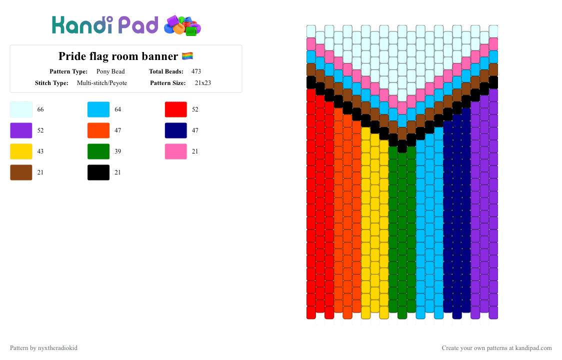Pride flag room banner 🏳️‍🌈 - Pony Bead Pattern by nyxtheradiokid on Kandi Pad - light blue,red,purple