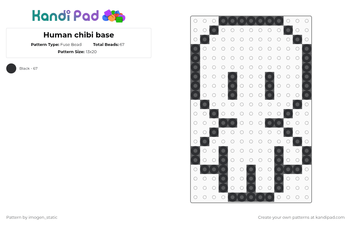 Human chibi base - Fuse Bead Pattern by imogen_static on Kandi Pad - black