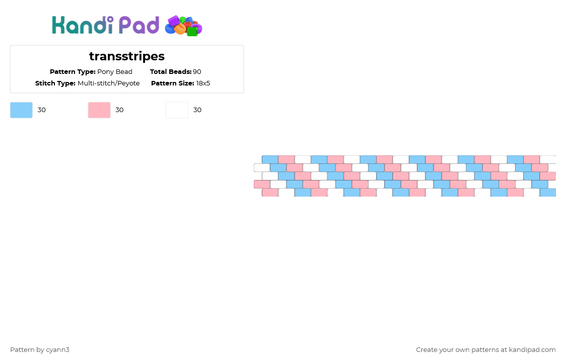 transstripes - Pony Bead Pattern by cyann3 on Kandi Pad - light blue,pink