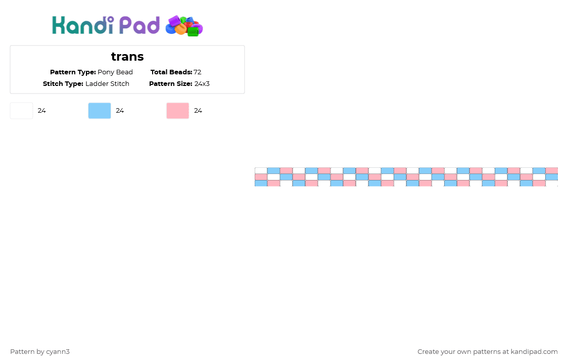 trans - Pony Bead Pattern by cyann3 on Kandi Pad - light blue,pink