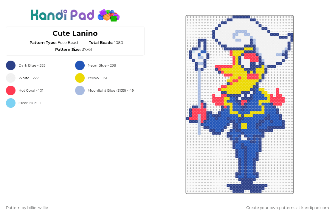 Cute Lanino - Fuse Bead Pattern by billie_willie on Kandi Pad - deltarune,lanino