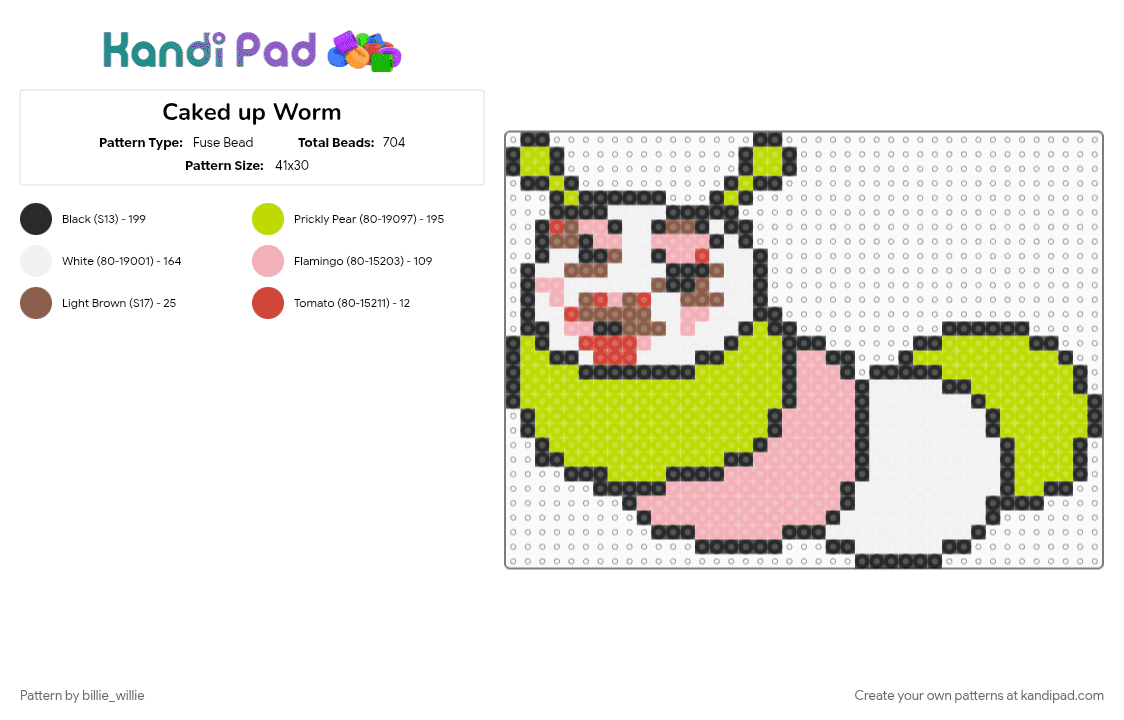 Caked up Worm - Fuse Bead Pattern by billie_willie on Kandi Pad - beige, deltarune, deltarune chapter 5, green, worm