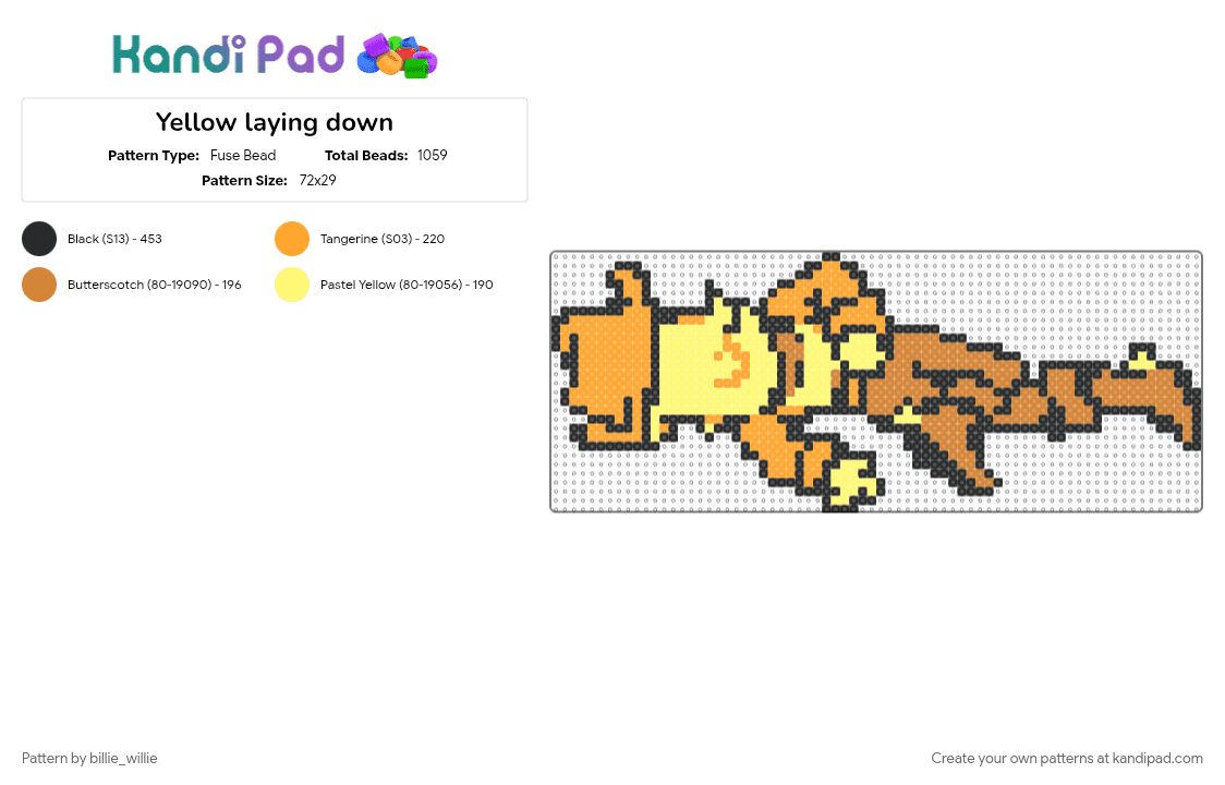 Yellow laying down - Fuse Bead Pattern by billie_willie on Kandi Pad - cowboy, deltarune, deltarune chapter 5, orange, yellow, yellow deltarune