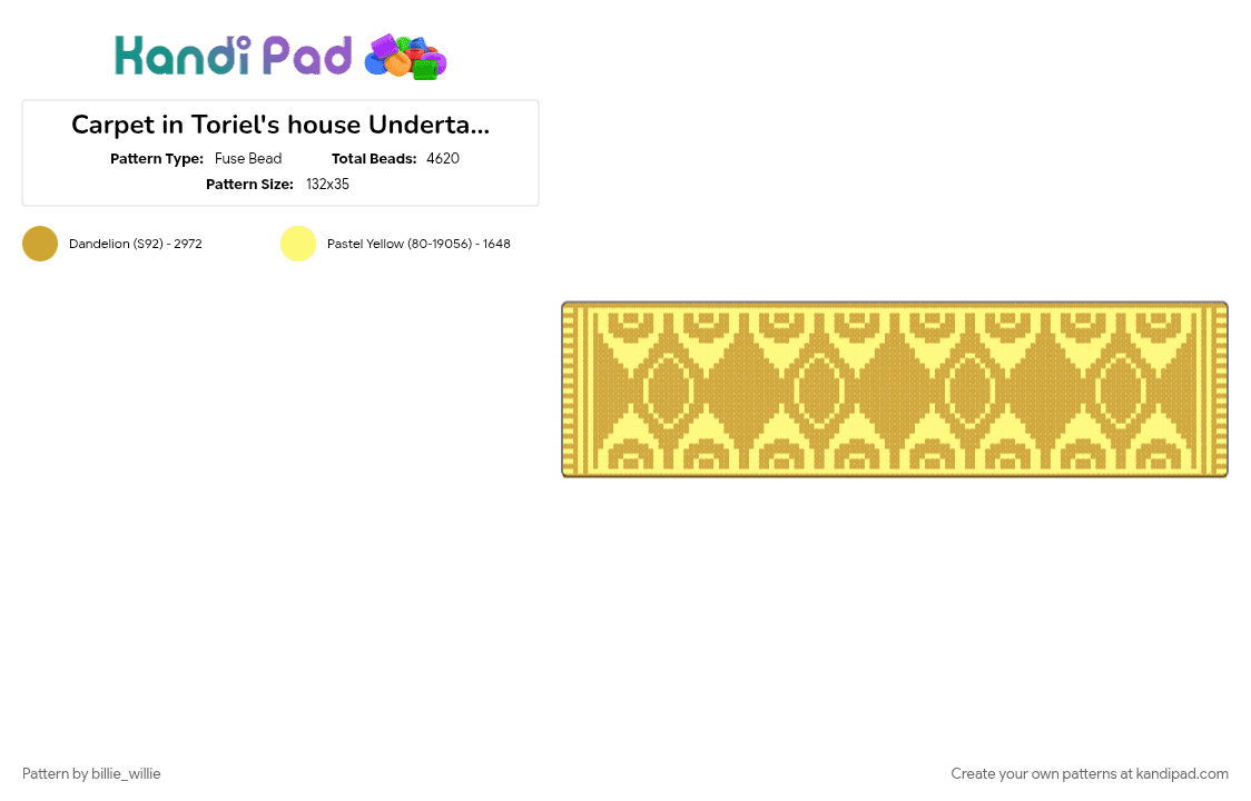 Carpet in Toriel\'s house Undertale - Fuse Bead Pattern by billie_willie on Kandi Pad - orange, toriel, toriel dreemurr, undertale, yellow