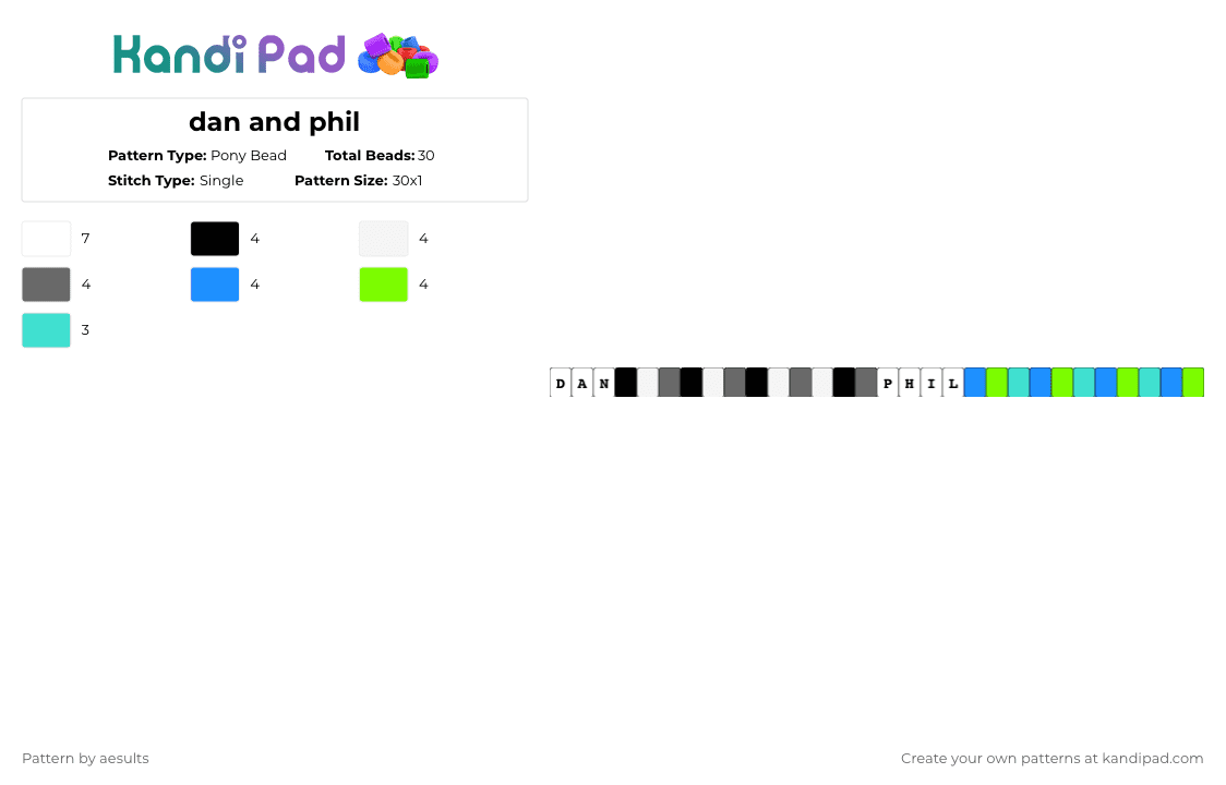 dan and phil - Pony Bead Pattern by aesults on Kandi Pad - light blue