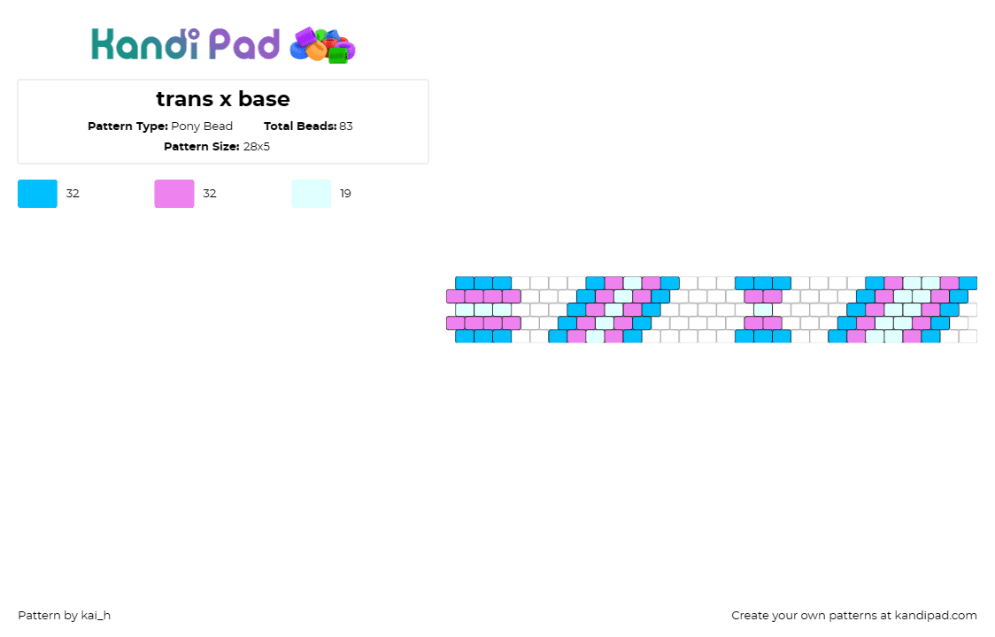 trans x base - Pony Bead Pattern by kai_h on Kandi Pad - trans,pride,x-base,cuff,flag,identity,support,community