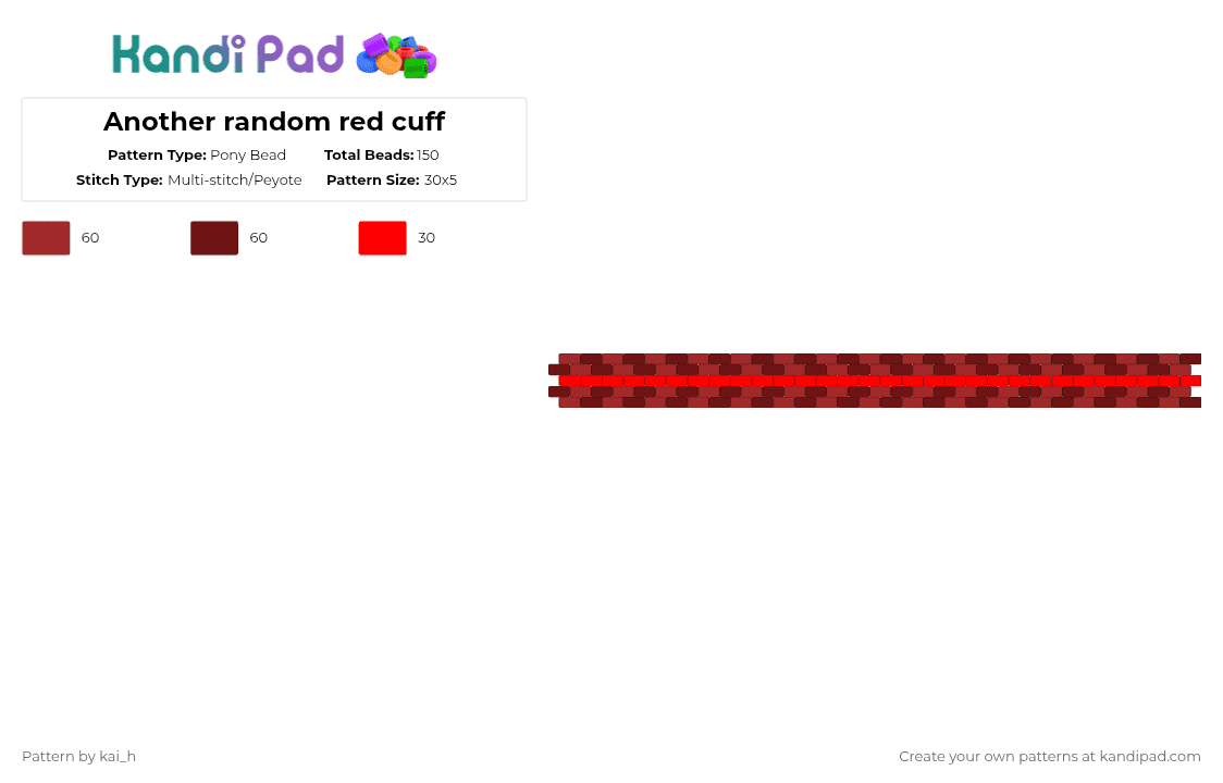 Another random red cuff - Pony Bead Pattern by kai_h on Kandi Pad - red,brown