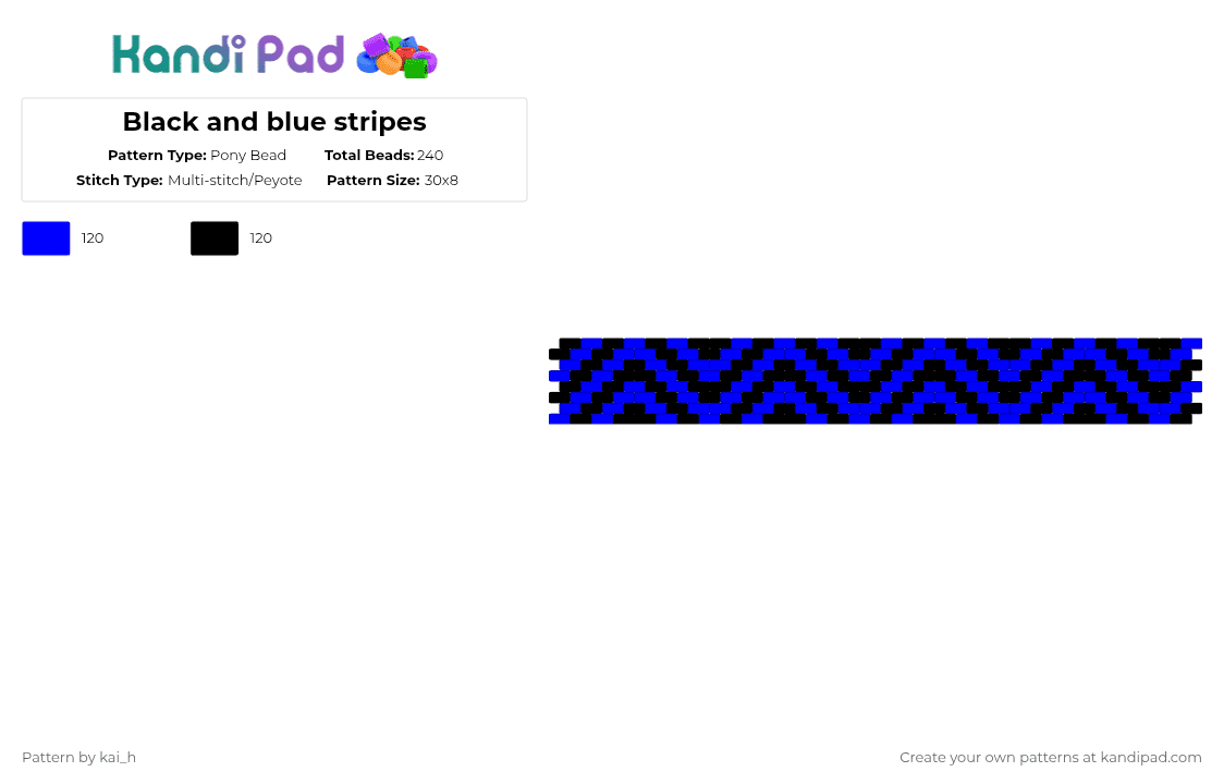 Blue stripes v2 - Pony Bead Pattern by kai_h on Kandi Pad - purple,black,stripes