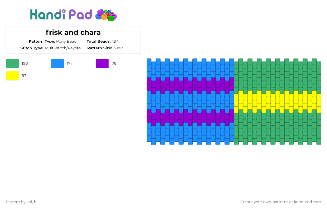 Frisk and chara Pony Bead Pattern - Kandi Pad | Kandi Patterns, Fuse ...
