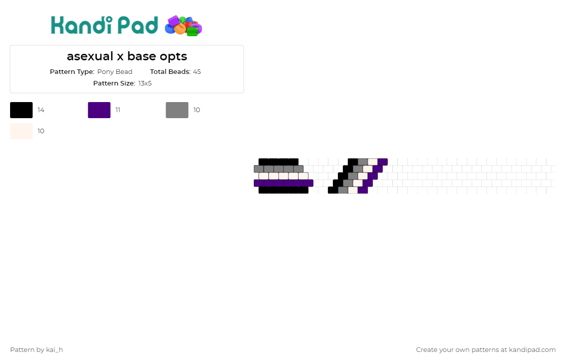 asexual x base opts - Pony Bead Pattern by kai_h on Kandi Pad - asexual,pride,xbase,cuff,statement,celebration,identity,subtle,powerful