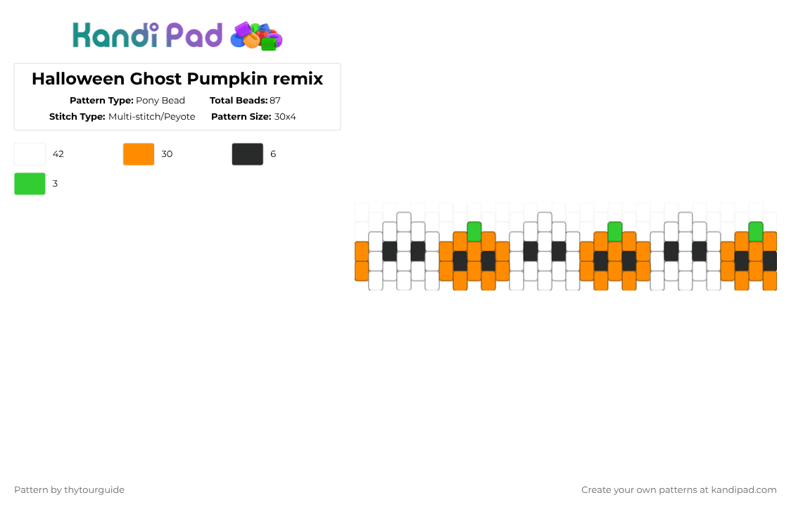 Halloween Ghost Pumpkin remix - Pony Bead Pattern by thytourguide on Kandi Pad - orange,halloween,spooky,ghost,pumpkin