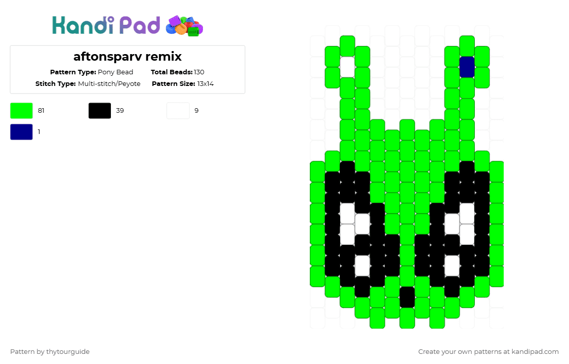 aftonsparv remix - Pony Bead Pattern by thytourguide on Kandi Pad - green