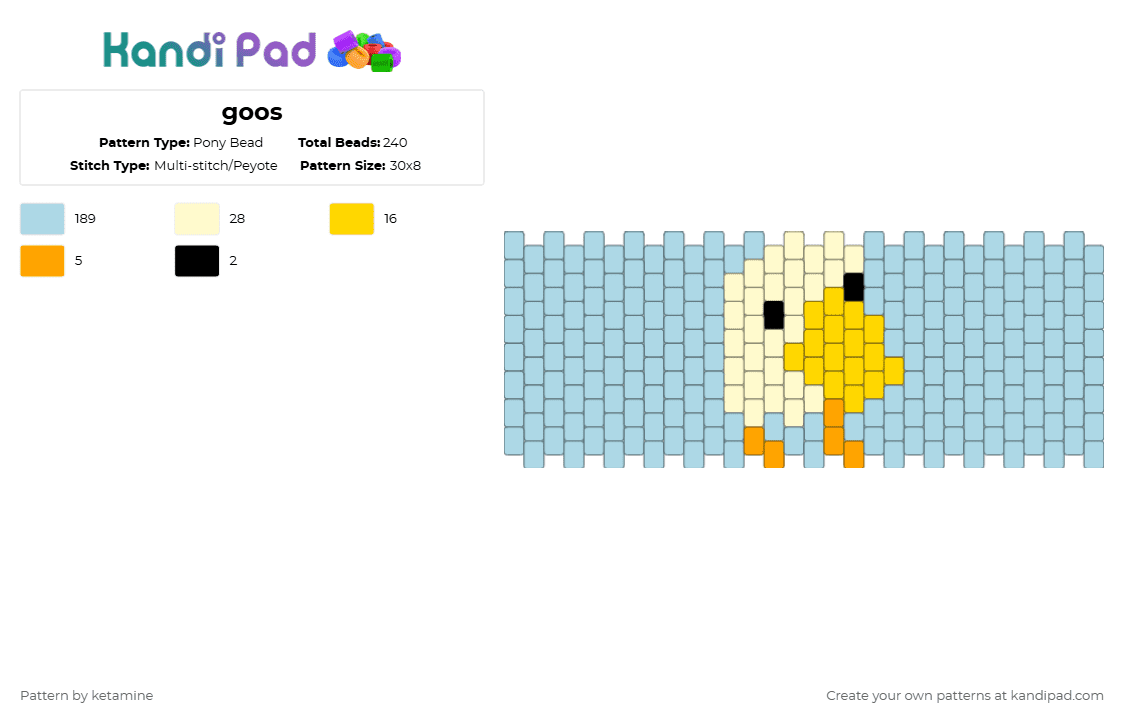 goos - Pony Bead Pattern by ketamine on Kandi Pad - light blue,goose,silly