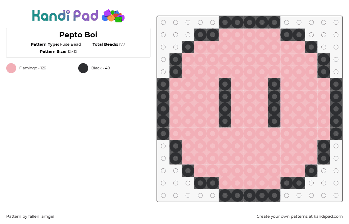 Pepto Boi - Fuse Bead Pattern by fallen_amgel on Kandi Pad - pig,snout,animals